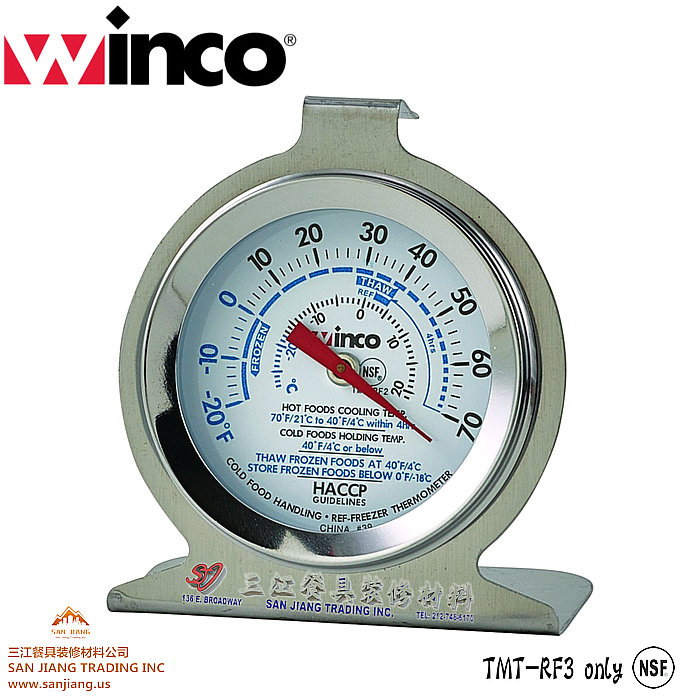 Winco TMT-RF2 Refrigerator Thermometer -2 dia.